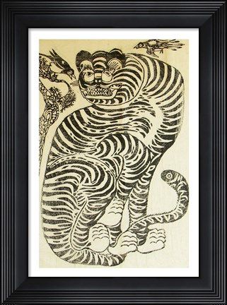 Framed Korean Folk Tiger Print