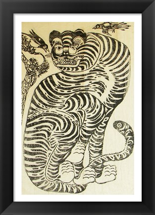 Framed Korean Folk Tiger Print