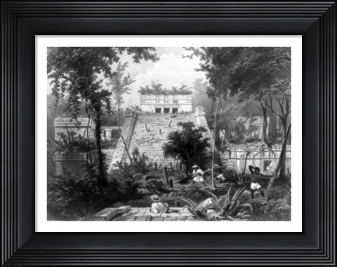 Framed Mayan Indian monument in the Yucatan Penninsula of Mexico Print