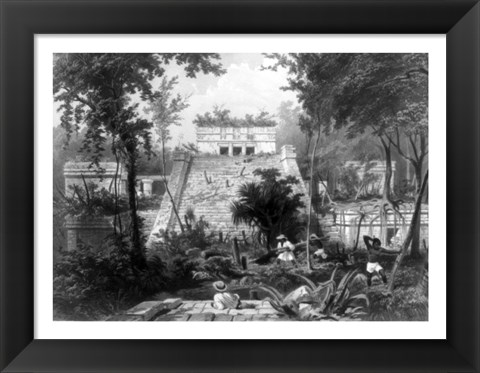 Framed Mayan Indian monument in the Yucatan Penninsula of Mexico Print