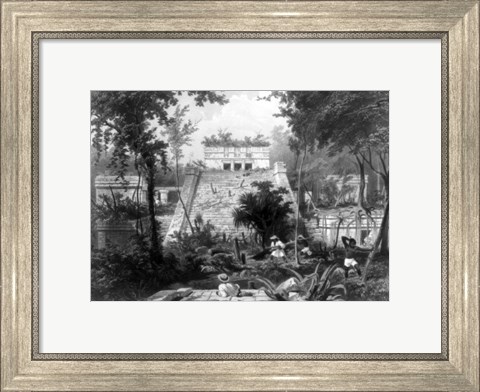 Framed Mayan Indian monument in the Yucatan Penninsula of Mexico Print