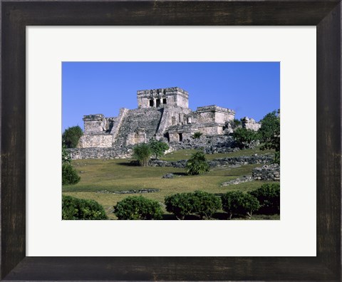 Framed Ancient building ruins, El Castillo, Tulum Mayan Print