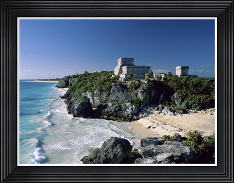 Framed Pyramid on the seashore, El Castillo, Tulum Mayan, Quintana Roo, Mexico Print