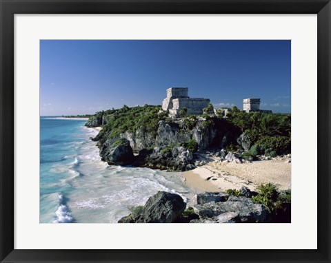 Framed Pyramid on the seashore, El Castillo, Tulum Mayan, Quintana Roo, Mexico Print