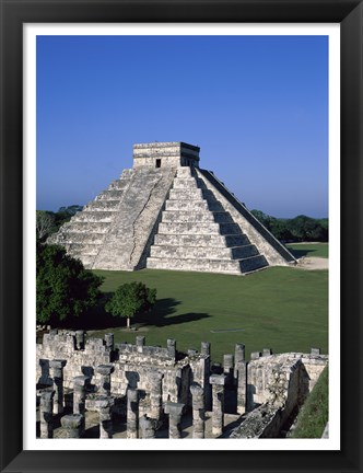 Framed Ancient structures, El Castillo, Chichen Itza (Mayan), Mexico Print