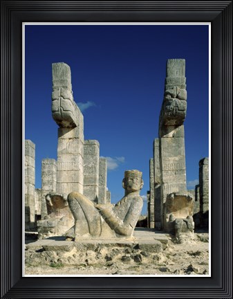 Framed Mayan Statues Temple of the Warriors Print