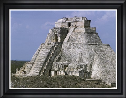 Framed Mayan Pyramid of the Magician Uxmal Print