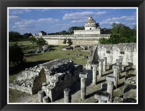 Framed Old ruins of an observatory, Chichen Itza Print