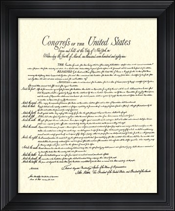 Framed Bill of Rights (Document) Print