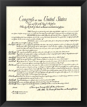 Framed Bill of Rights (Document) Print