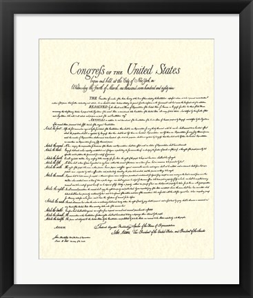 Framed Bill of Rights (Document) Print