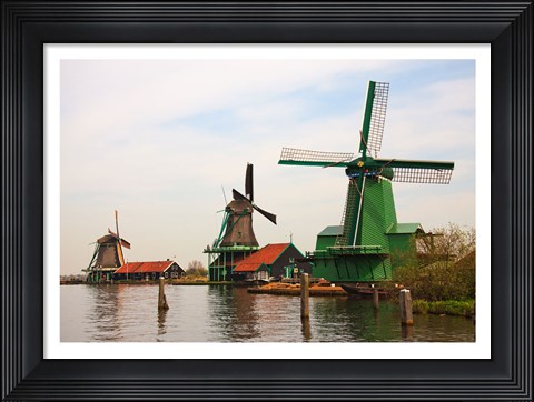 Framed Dutch Zaanse Schans Windmills photograph Print