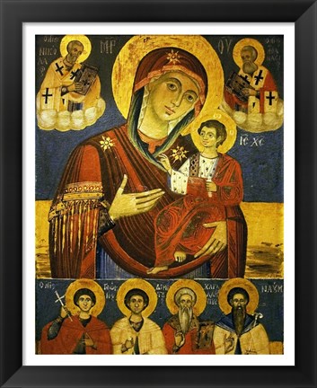 Framed God&#39;s Mother Showing the Way with Chosen Saints Print