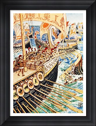 Framed Ship Dashed Against Ship Print