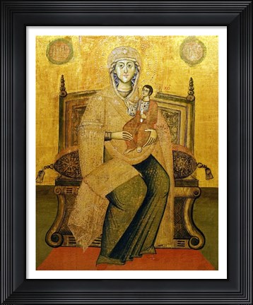 Framed God&#39;s Mother On The Throne Print