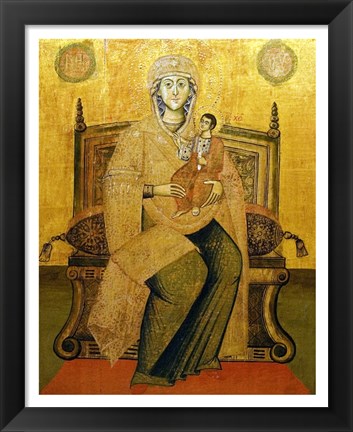 Framed God&#39;s Mother On The Throne Print