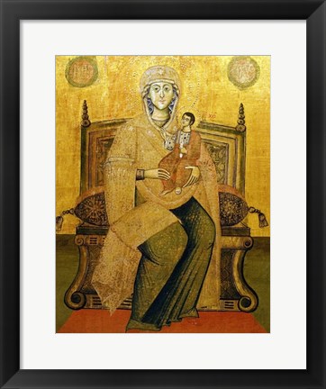 Framed God&#39;s Mother On The Throne Print