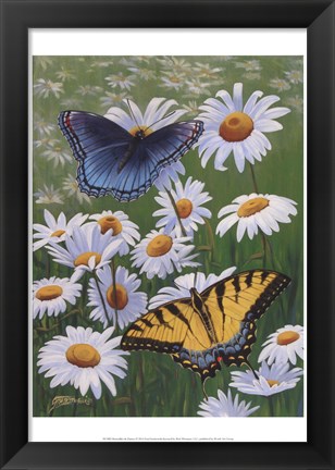 Framed Butterflies &amp; Daisies Print