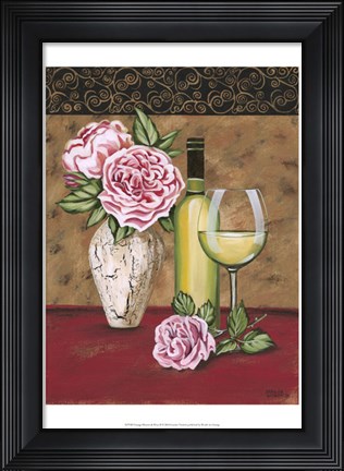 Framed Vintage Flowers &amp; Wine II Print