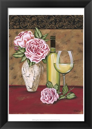 Framed Vintage Flowers &amp; Wine II Print