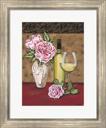 Framed Vintage Flowers &amp; Wine II Print