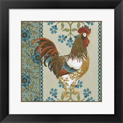 Framed Cottage Rooster I Print