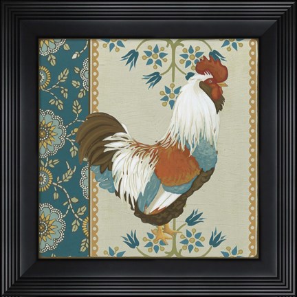 Framed Cottage Rooster II Print