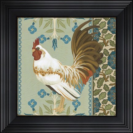 Framed Cottage Rooster III Print