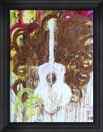 Framed White Guitar Print