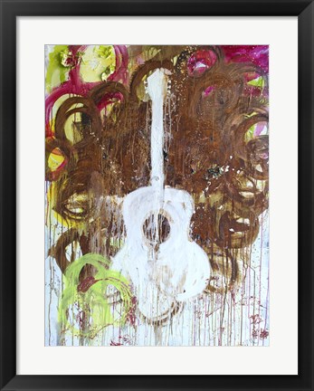 Framed White Guitar Print