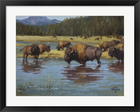 Framed Buffalo Crossing Print