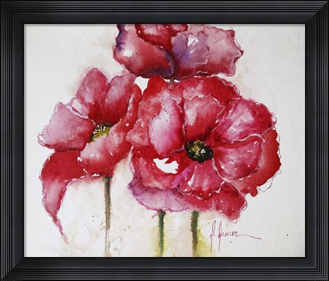 Framed Fuchsia Poppies I Print
