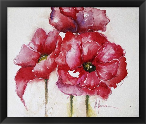 Framed Fuchsia Poppies I Print