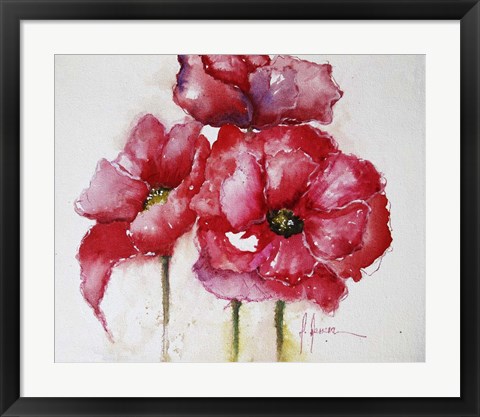 Framed Fuchsia Poppies I Print