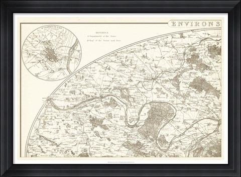 Framed Sepia Environs Paris I Print