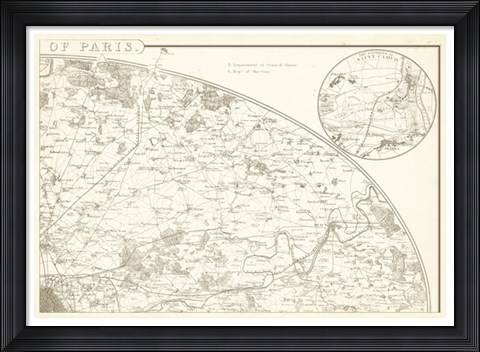 Framed Sepia Environs Paris II Print