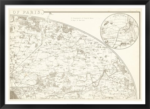 Framed Sepia Environs Paris II Print