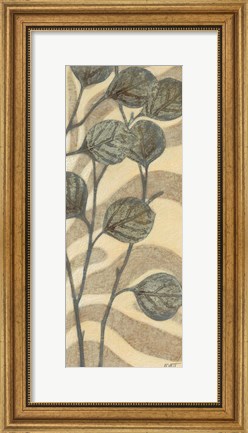 Framed Leaves on Stripes II Print