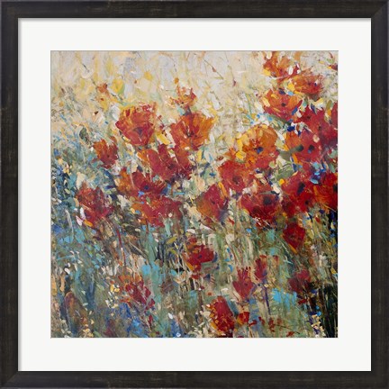 Framed Red Poppy Field I Print