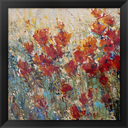 Framed Red Poppy Field I Print