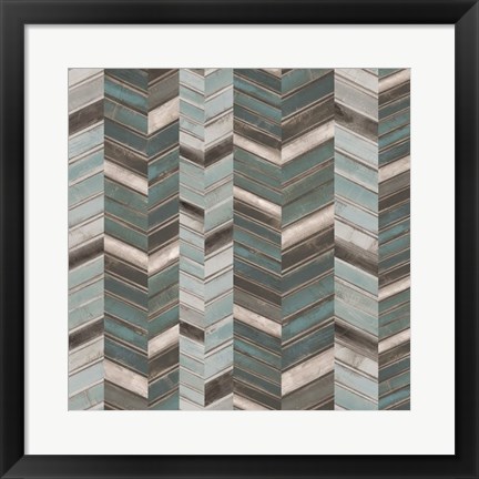 Framed Stacked Chevron I Print