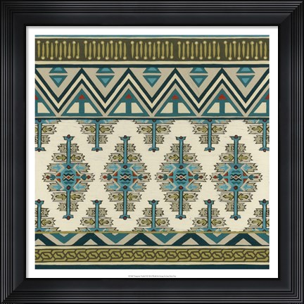 Framed Turquoise Textile II Print