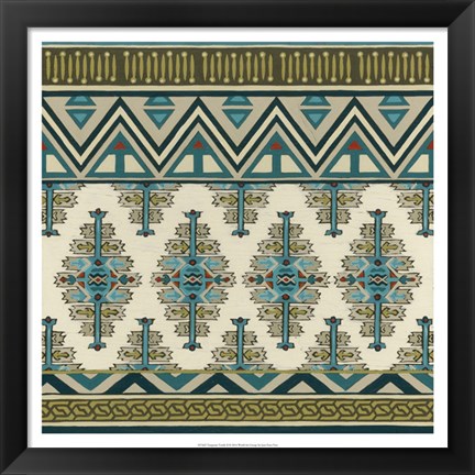 Framed Turquoise Textile II Print