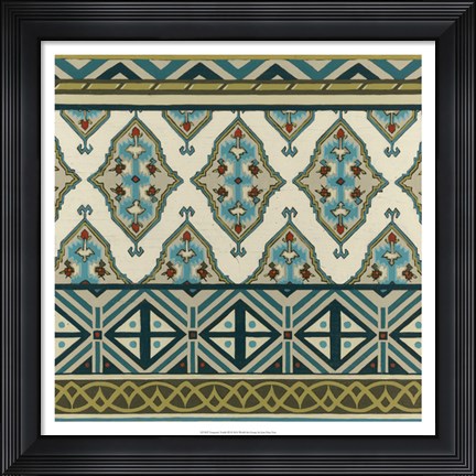 Framed Turquoise Textile III Print