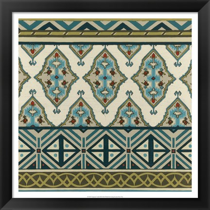 Framed Turquoise Textile III Print