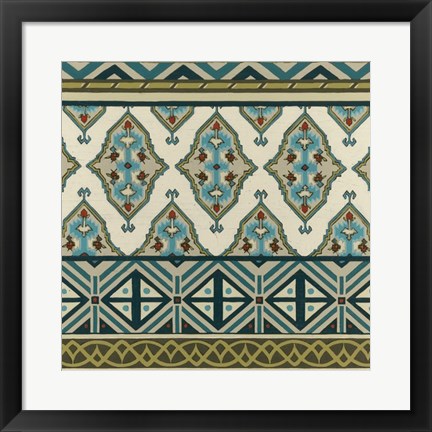 Framed Turquoise Textile III Print
