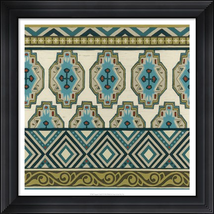 Framed Turquoise Textile IV Print
