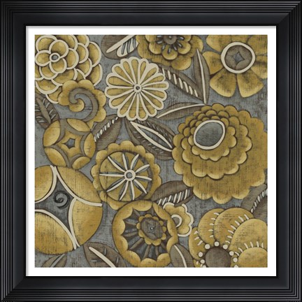 Framed Ochre Garden I Print