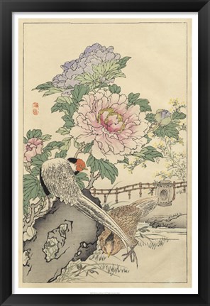 Framed Pheasant and Peony Print