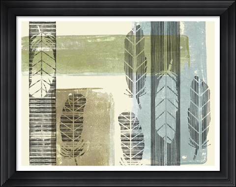 Framed Stamped Feathers I Print
